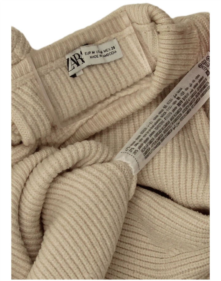 Suéter feminino Zara com gola tartaruga e gola alta, Reino Unido 14, médio, off white, viscose