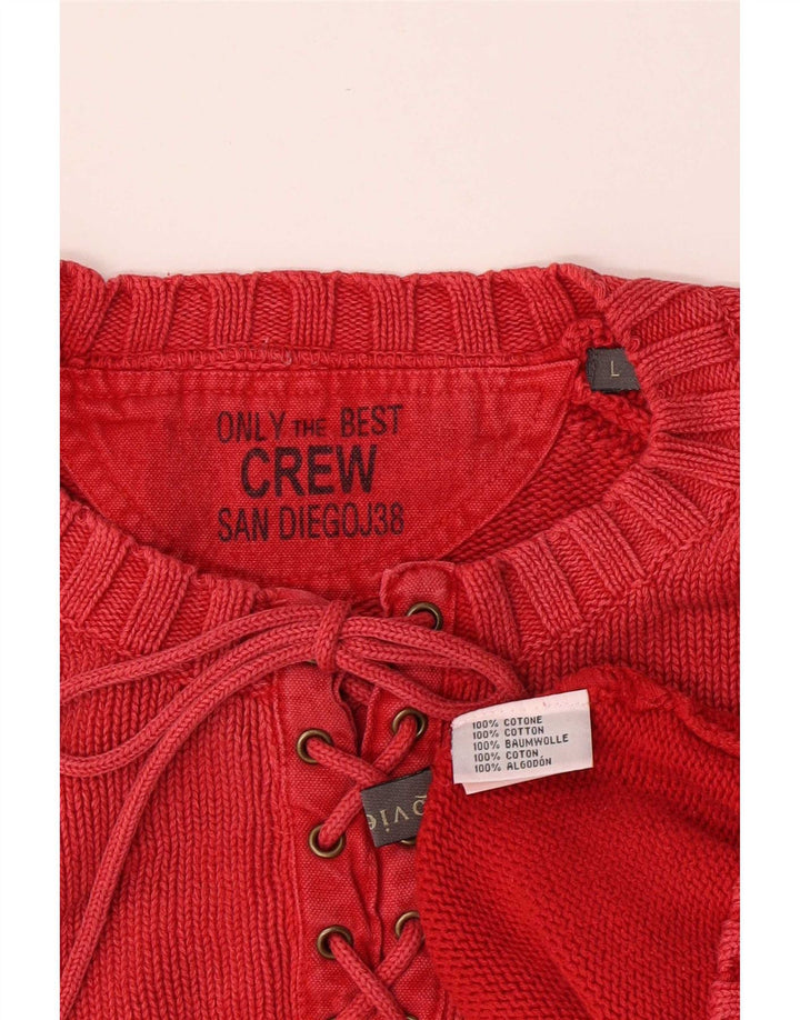 Suéter masculino com gola redonda e algodão vermelho grande