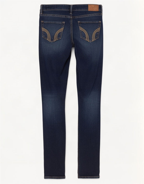 Jeans skinny feminino Hollister US 3 pequeno W26 L29 algodão azul marinho