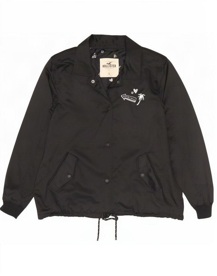Jaqueta bomber feminina Hollister UK 16 grande poliéster preto