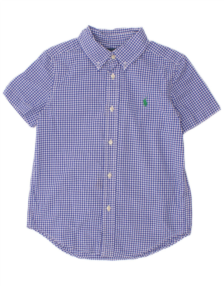 Ralph Lauren Camisa masculina de manga curta 4-5 anos algodão guingão azul