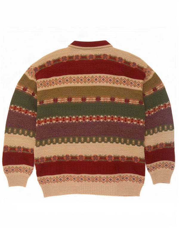 Suéter vintage masculino com gola redonda IT 50 médio multicolorido Fair Isle