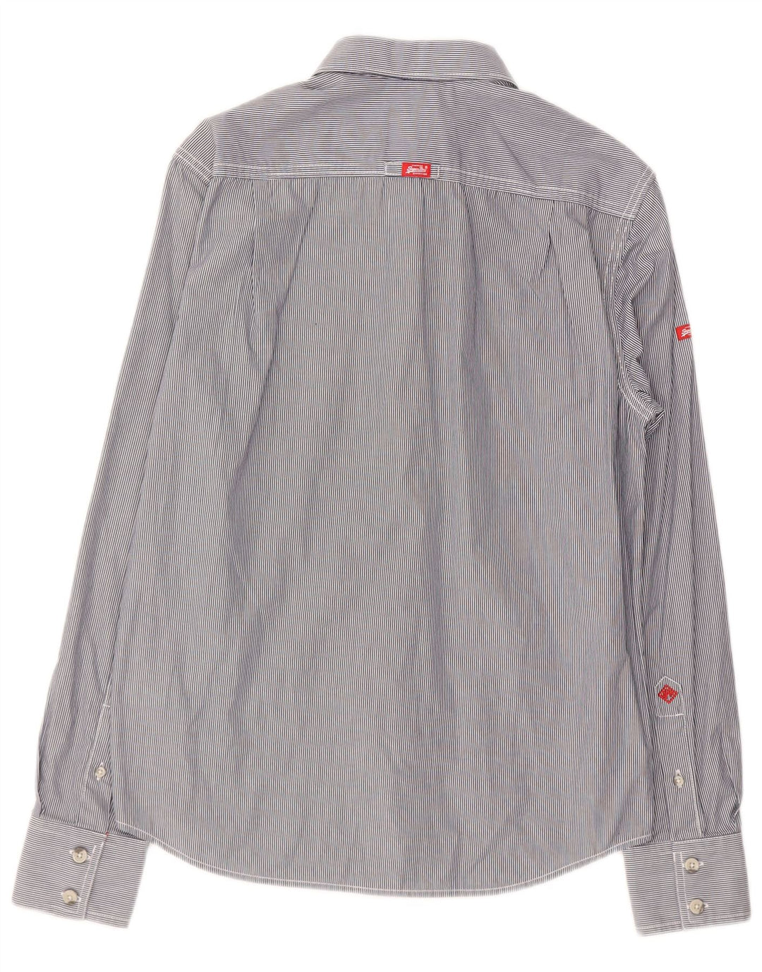 Camisa masculina SUPERDRY grande algodão listrado azul