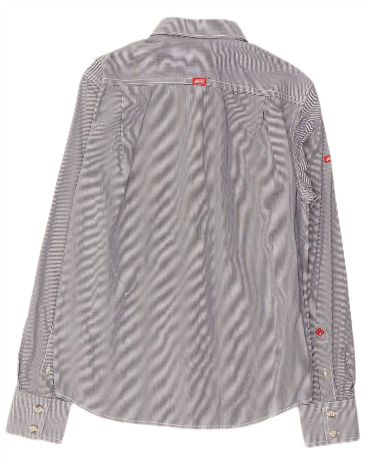 Camisa masculina SUPERDRY grande algodão listrado azul