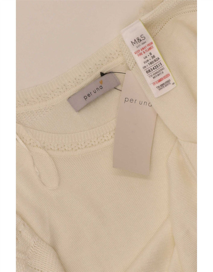 Suéter feminino Marks & Spencer com gola canoa Reino Unido 8 pequeno off white