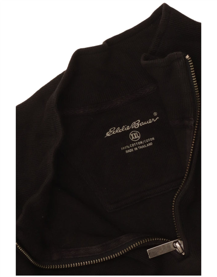 EDDIE BAUER Suéter masculino com zíper e gola em algodão preto XL