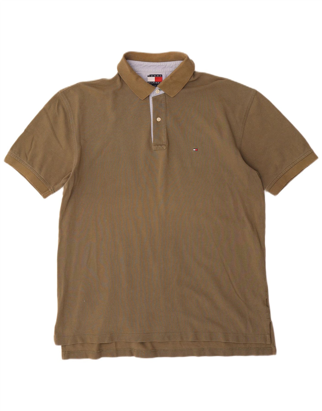 Camisa polo masculina TOMMY HILFIGER grande algodão cáqui