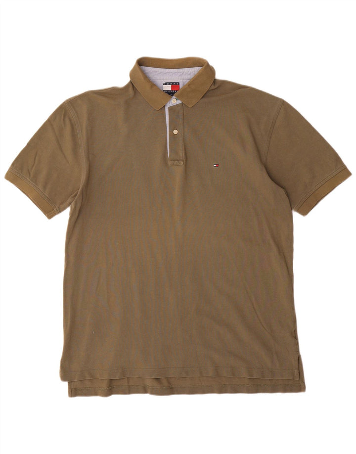Camisa polo masculina TOMMY HILFIGER grande algodão cáqui