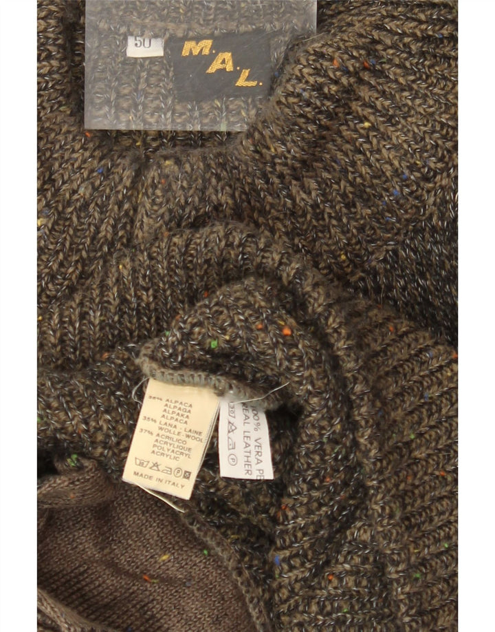 Suéter cardigã masculino VINTAGE solto IT 50 médio cáqui salpicado