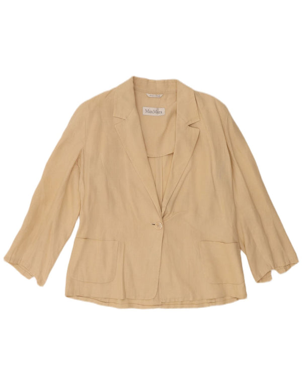 Jaqueta blazer feminina Max Mara com 1 botão Reino Unido 16 grande bege