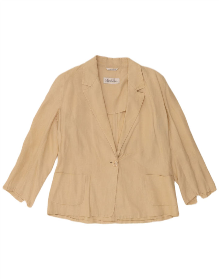 Jaqueta blazer feminina Max Mara com 1 botão Reino Unido 16 grande bege
