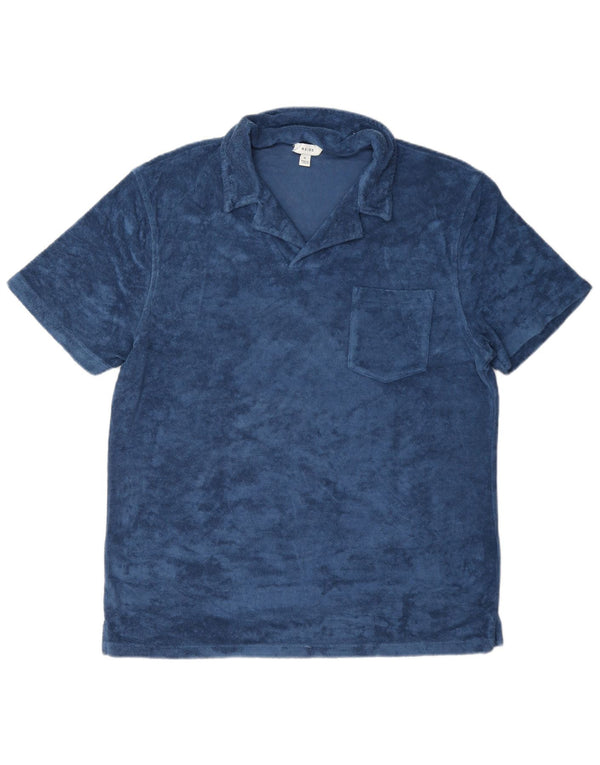 Camisa polo masculina de veludo Reiss XL azul modal