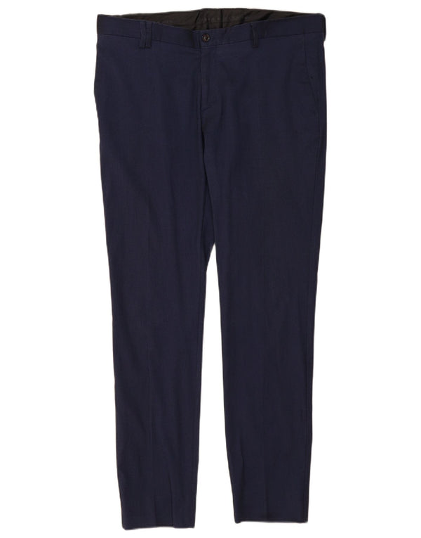 Zara Mens Slim Chino Calças EU 44 Grande W34 L32 Azul Marinho