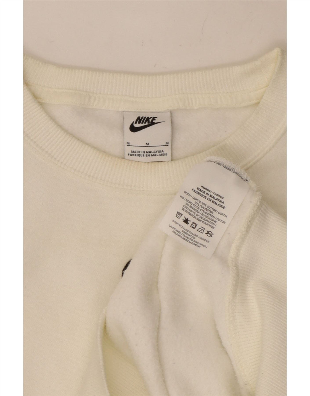 NIKE Womens Crop Oversized Sweatshirt Jumper UK 14 Médio Algodão Branco