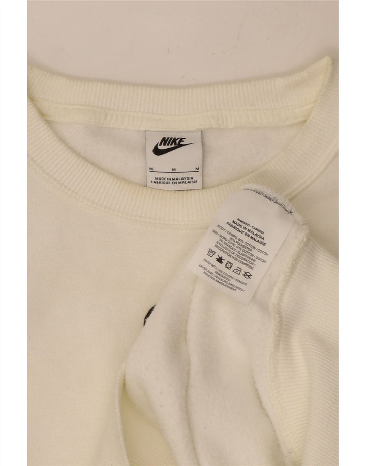 NIKE Womens Crop Oversized Sweatshirt Jumper UK 14 Médio Algodão Branco