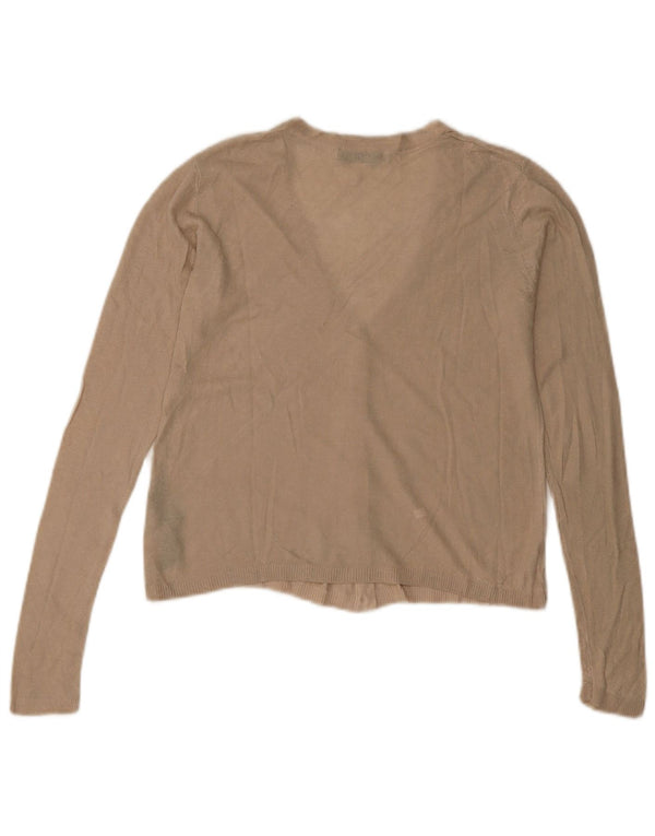 Zara Womens Crop Cardigan Top UK 10 Pequeno Bege Viscose