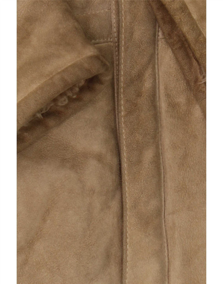 Jaqueta masculina vintage de shearling IT 50 grande marrom clássico