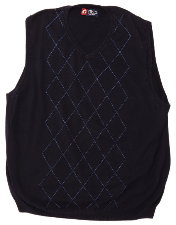 Regata masculina CHAPS colete XL azul marinho Argyle/algodão diamante