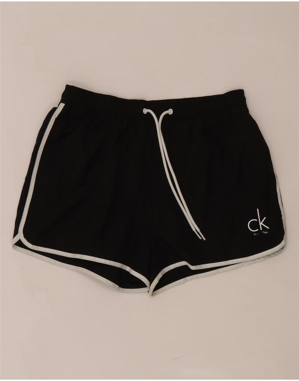 Shorts de natação feminino Calvin Klein UK 10 pequeno poliéster preto