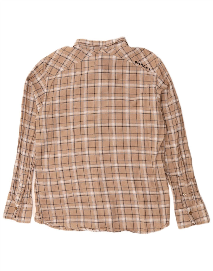 Camisa masculina de flanela Oakley grande algodão xadrez bege