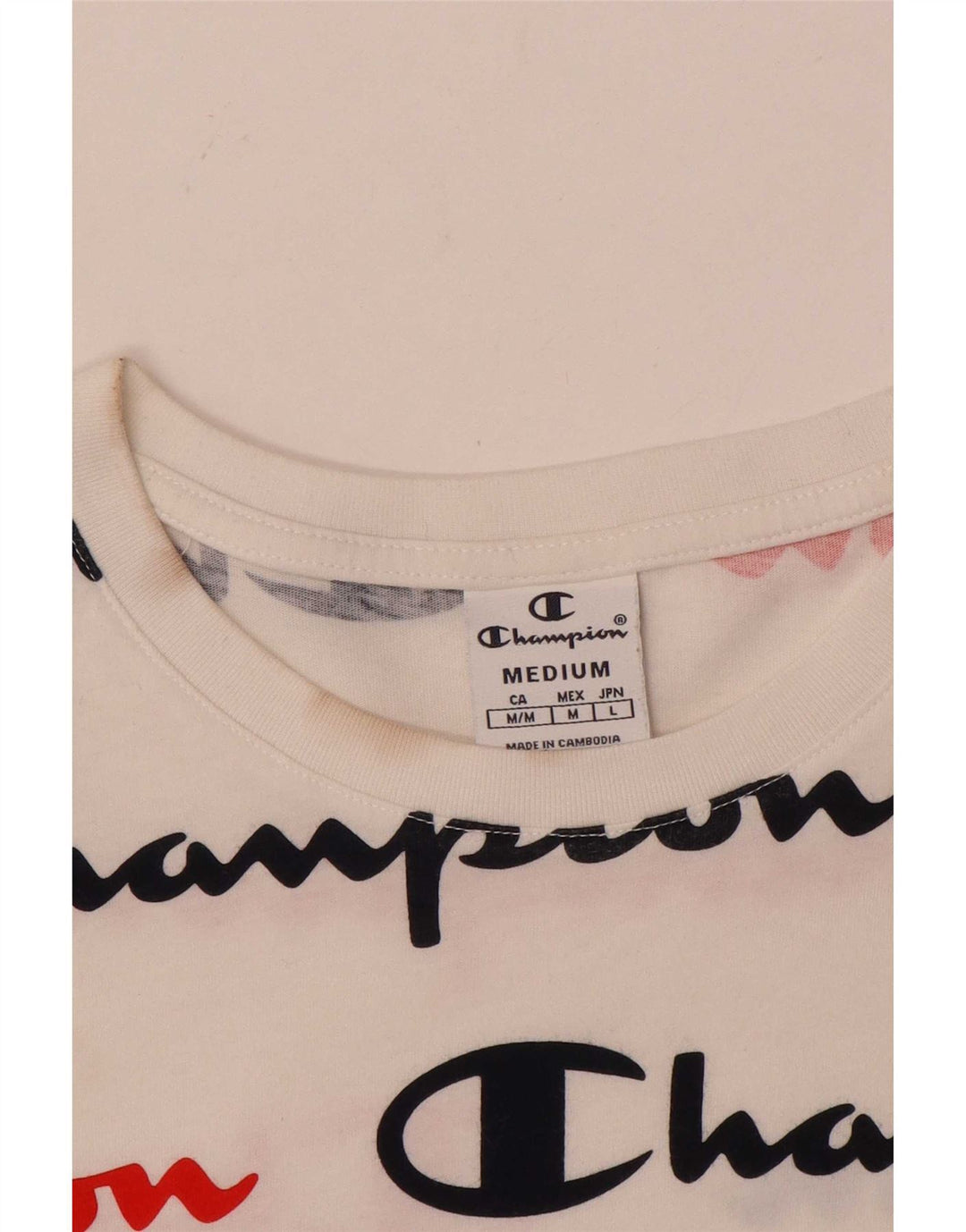 Camiseta feminina estampada Champion UK 12 médio branco