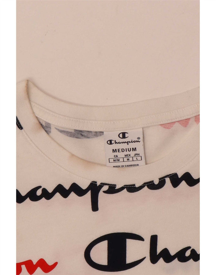 Camiseta feminina estampada Champion UK 12 médio branco