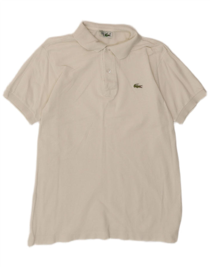 Camisa polo masculina Lacoste tamanho 3 pequeno algodão branco
