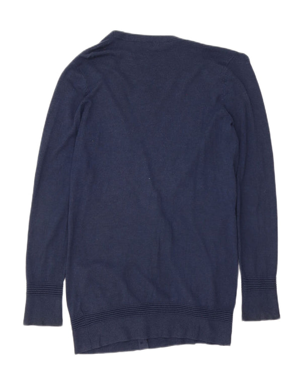 Suéter cardigã feminino topshop longline oversized Reino Unido 10 pequeno azul marinho