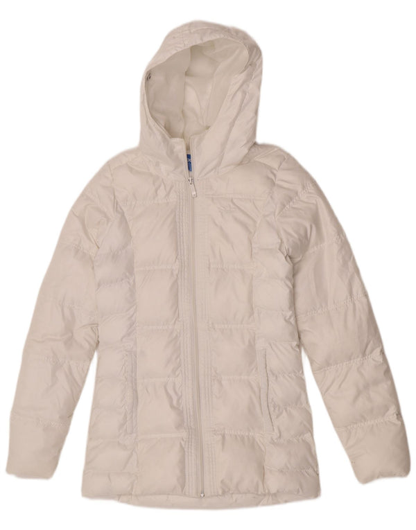 Casaco acolchoado oversized com capuz feminino Adidas UK 6 XS branco poliéster