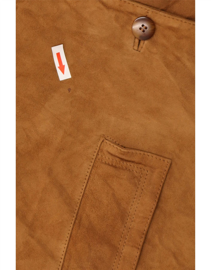 Jaqueta blazer feminina vintage de camurça grande com 3 botões Reino Unido 10 pequena bege