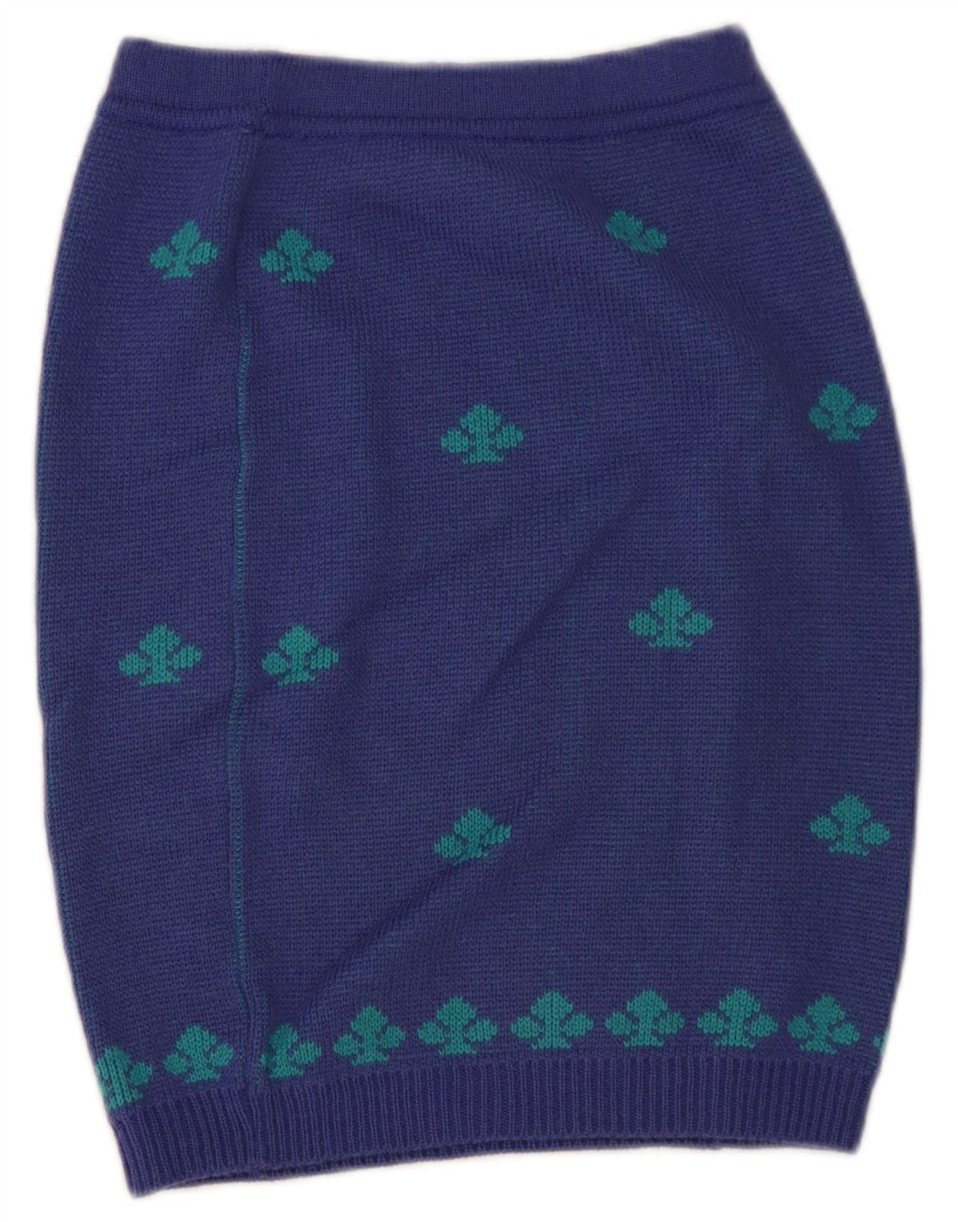 Saia lápis feminina de malha Stefanel W28 lã geométrica azul médio