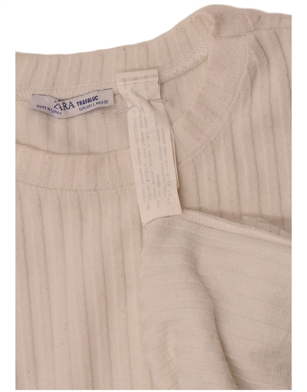 Zara Womens Trafaluc Oversized Top Manga Longa Reino Unido 16 Grande Poliéster Branco