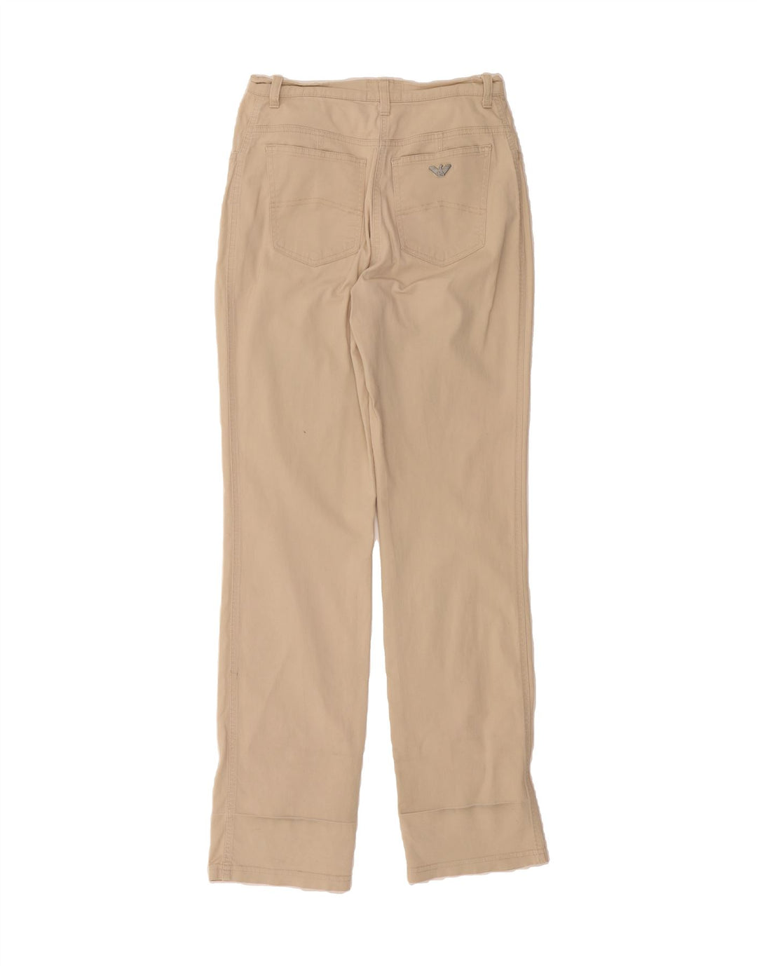 ARMANI Womens Milano Straight Casual Trousers W30 L32 Beige Cotton Vintage Armani and Second-Hand Armani from Messina Hembry 