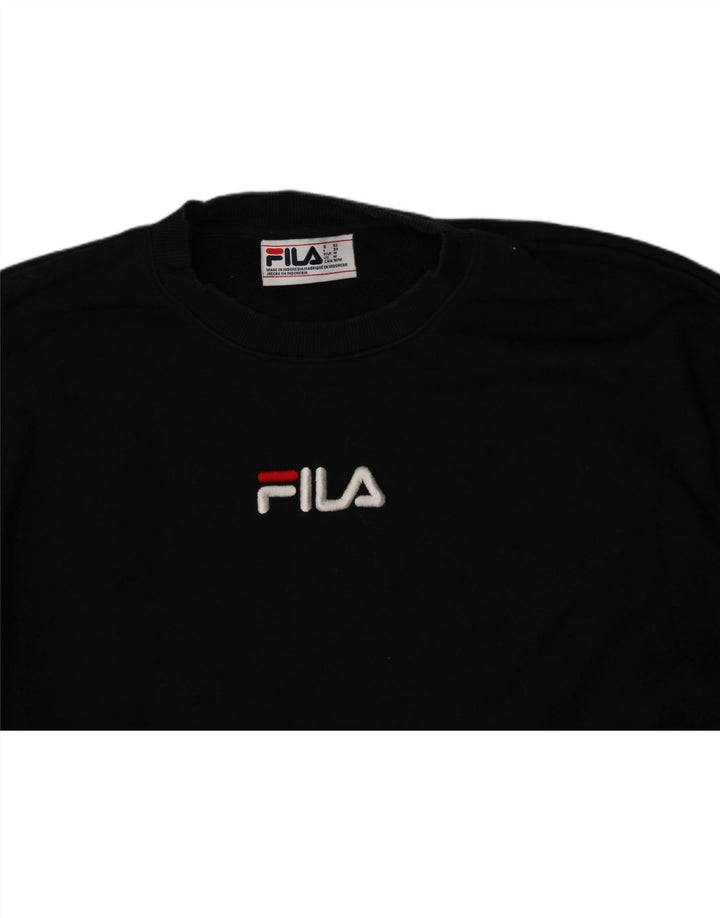 FILA Mens Graphic Sweatshirt Jumper Medium Black Cotton Vintage Fila and Second-Hand Fila from Messina Hembry 