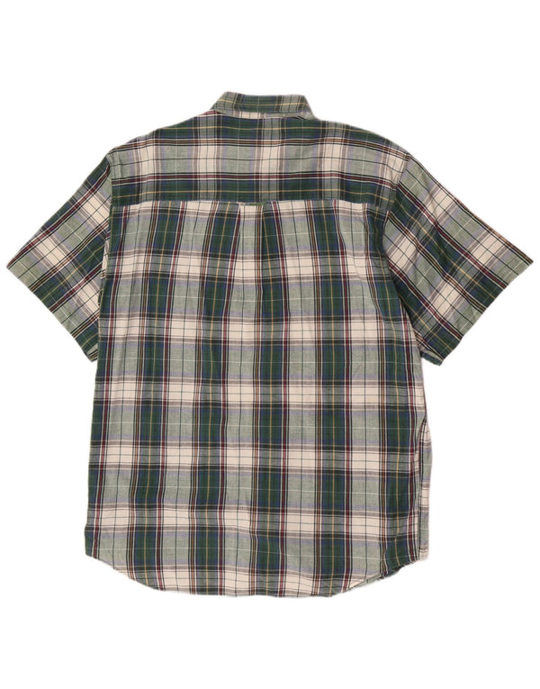 Camisa masculina Eddie Bauer de manga curta regular fit algodão xadrez verde médio