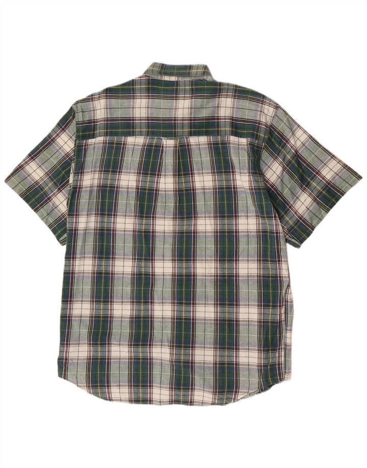 Camisa masculina Eddie Bauer de manga curta regular fit algodão xadrez verde médio