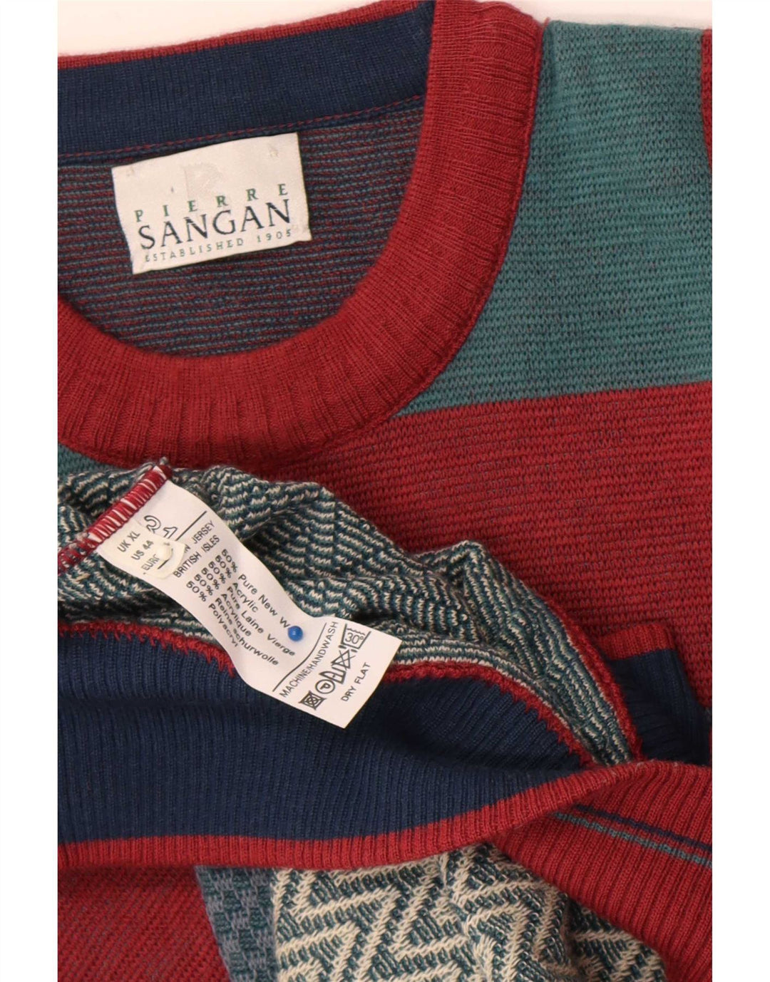 Suéter masculino Pierre Sangan com gola redonda e bloco colorido multicolorido XL