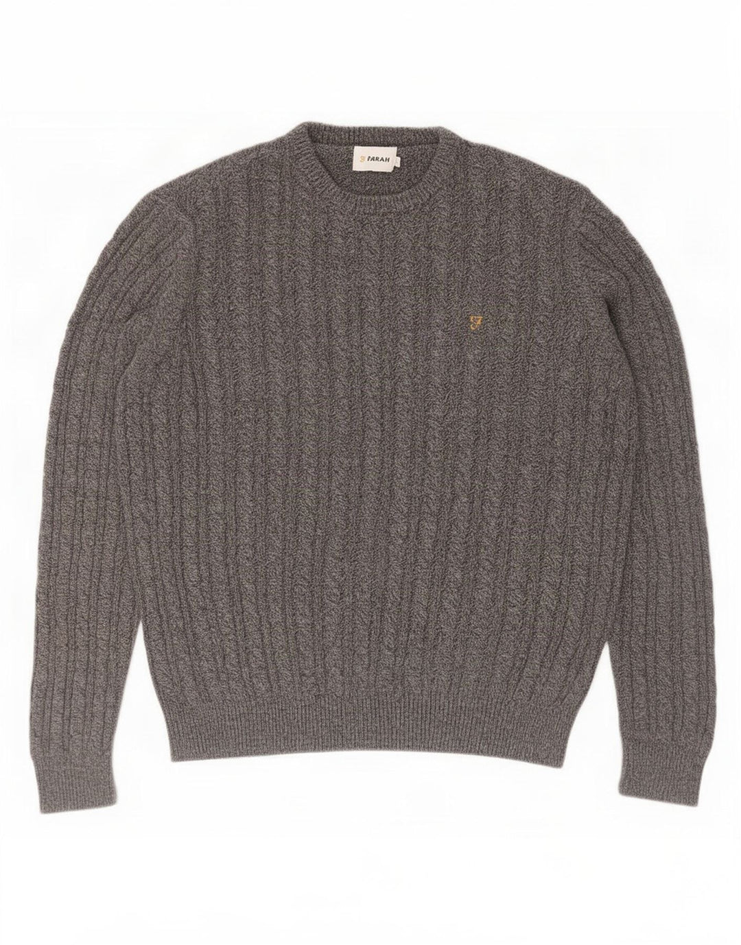 Suéter masculino Farah com gola redonda, grande algodão cinza