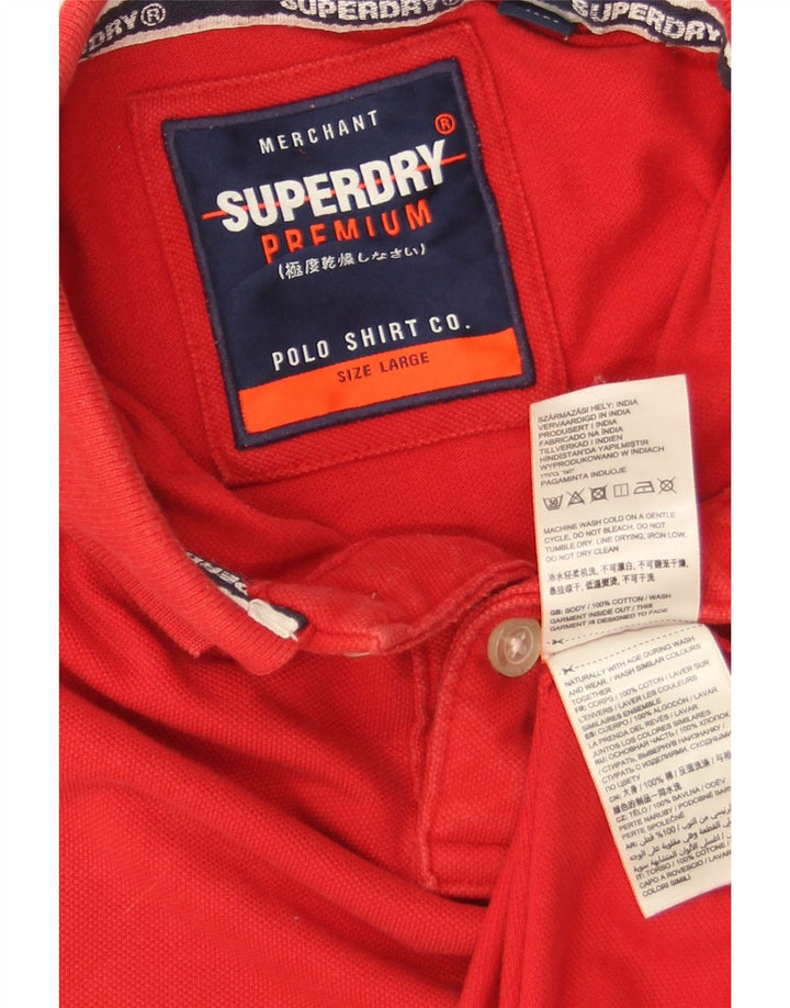 Camisa polo masculina Superdry grande algodão vermelho