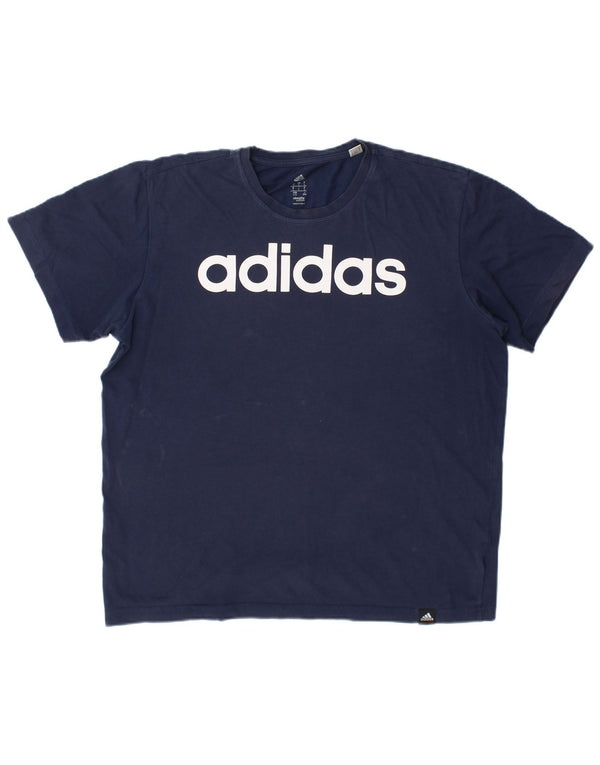 Camiseta Adidas Masculina Climalite Graphic Top Grande Algodão Azul Marinho