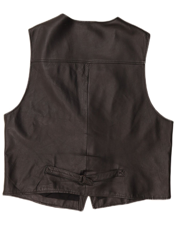 Colete de couro masculino vintage 2XL couro preto