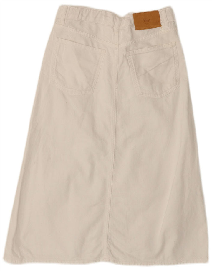 ZARA Meninas Saia Midi A-Line 13-14 Anos W26 Algodão Branco