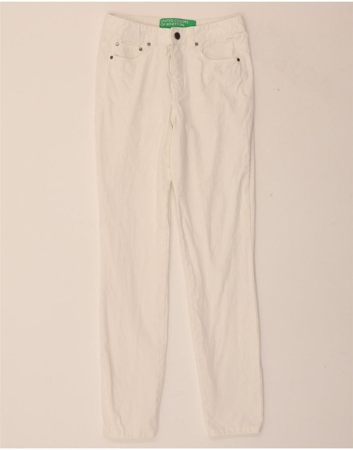 BENETTON Womens Slim Casual Trousers W26 L29 White Vintage Benetton and Second-Hand Benetton from Messina Hembry 