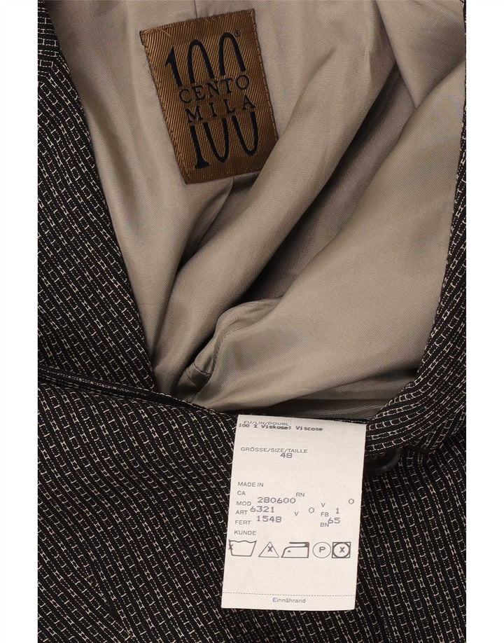 Cento Mila Mens Jaqueta Blazer de 3 Botões EU 48 Médio Preto Geométrico