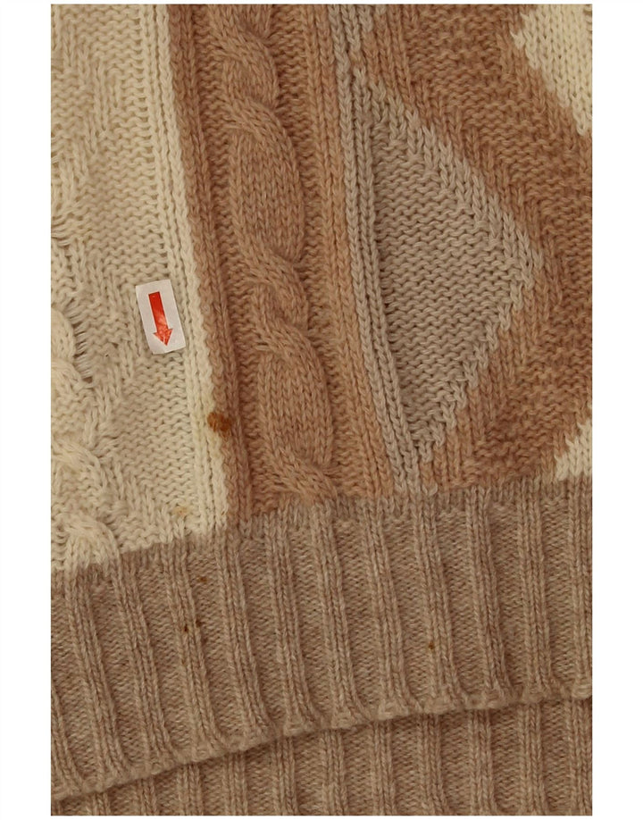 Stefanel Suéter masculino com gola canoa 2XL geométrico multicolorido