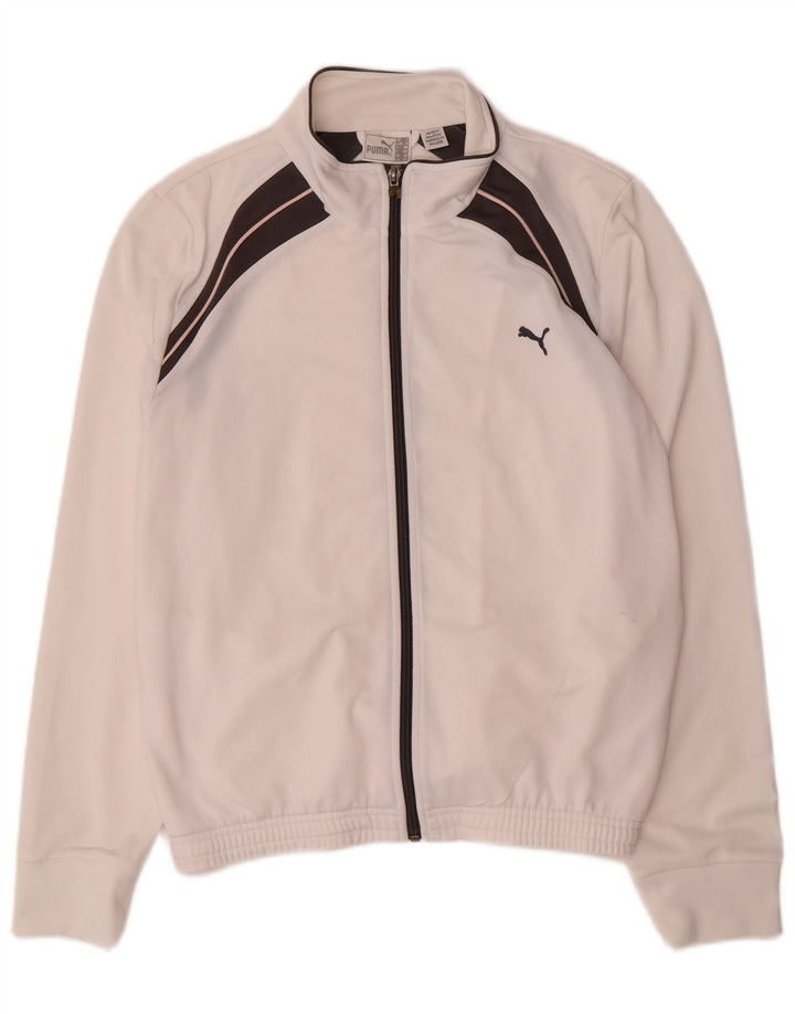 Puma Womens Tracksuit Top Jacket UK 14 Grande Branco Colourblock Poliéster