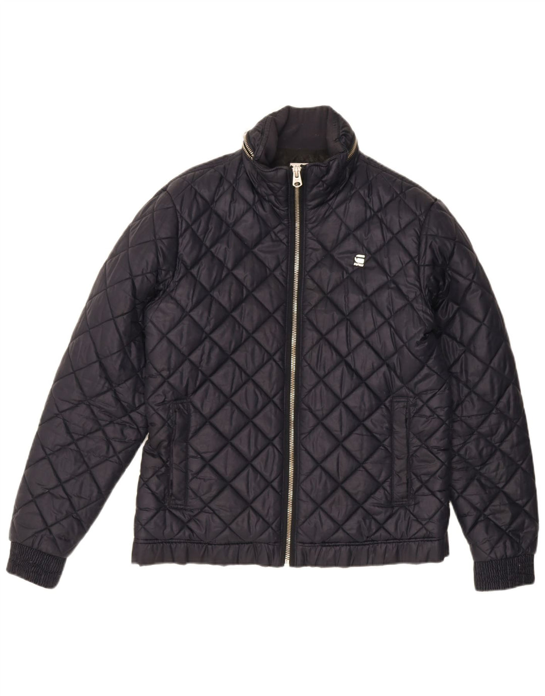 Jaqueta masculina acolchoada com capuz G-Star UK 42 XL poliéster azul marinho