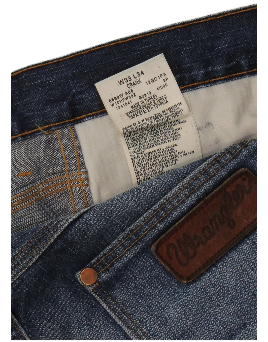 WRANGLER Masculino Crank Straight Jeans W33 L34 Azul Algodão