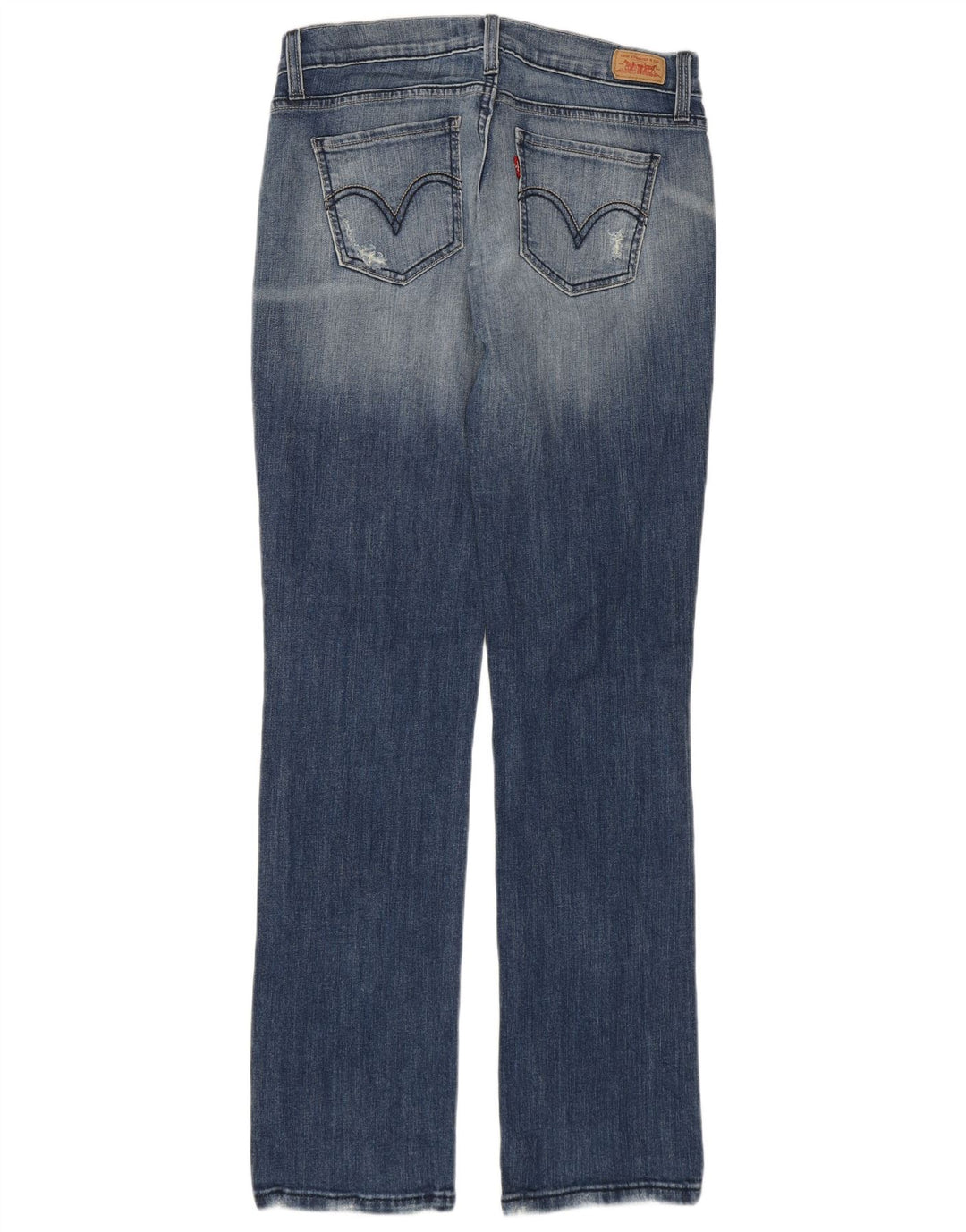 Calça jeans feminina Levi's 504 Super Low Straight US 7 Médio W29 L31 Azul Algodão