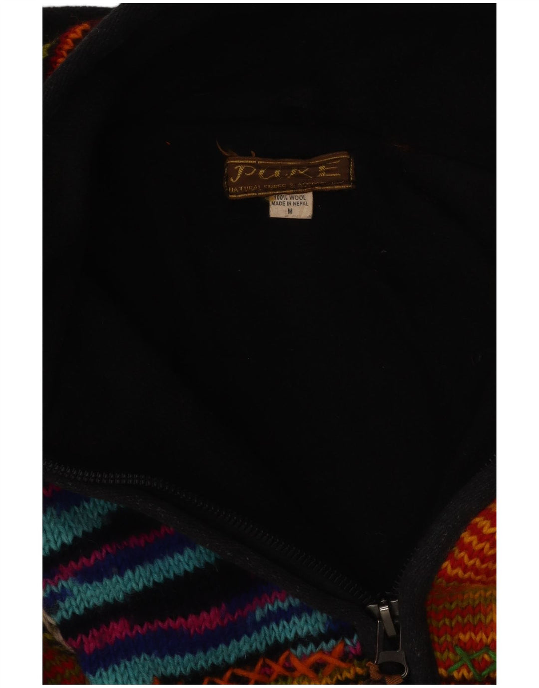 Suéter cardigã feminino VINTAGE com capuz Reino Unido 12 médio listrado multicolorido